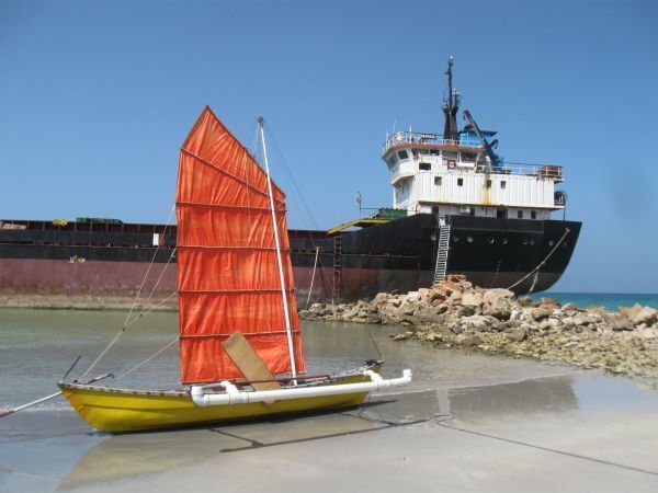 Junk rig sail on Socotra island