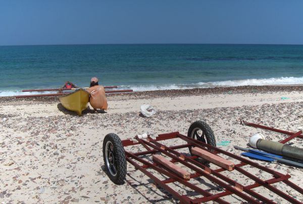 Junk rig sail on Socotra