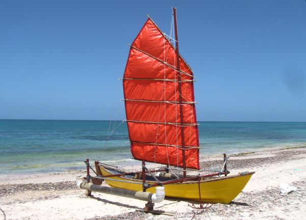 Junk rig sail on Socotra