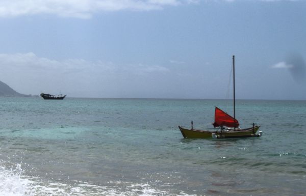 Junk rig sail on Socotra