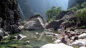 Trekking in Wadi. Socotra